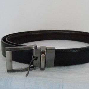 Men's Black Genuine Leather Office Dress Belt W/Silver Buckle NFD-44/110 50"Long
